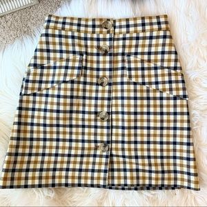 Super Cute Plaid H&M Button mini Skirt Small